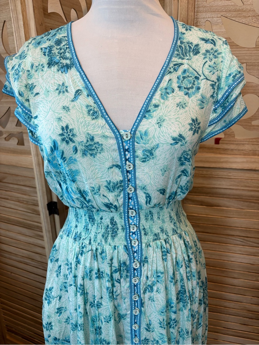 Poupette St Barth Women's Della Midi Dress Size Small Blue - Picture 4 of 7